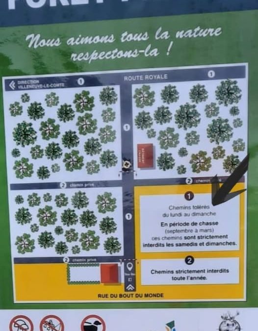 Octobre 2022 : droit de passage dans la forêt Rothschild, nous avons enfin obtenu une clarification !