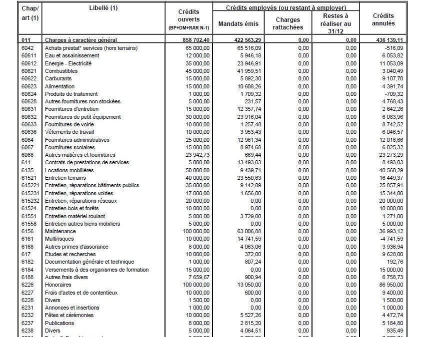 Juin 2023 : La Mairie refusant de fournir la moindre précision concernant le budget de la Commune, nous avons saisi la Préfecture 77. Elle nous a communiqué les Comptes administratifs par articles.