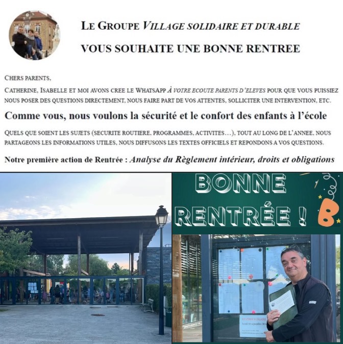Septembre 2024 : rentrée des classes. Les membres du groupe « Village solidaire » étaient présents.