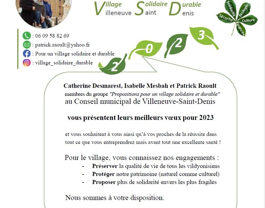En 2023, ensemble, faisons de Villeneuve-Saint-Denis un village solidaire et durable