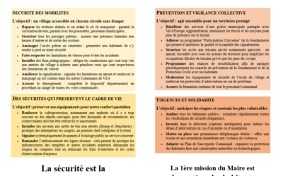 Les sécurités dont le village a besoin